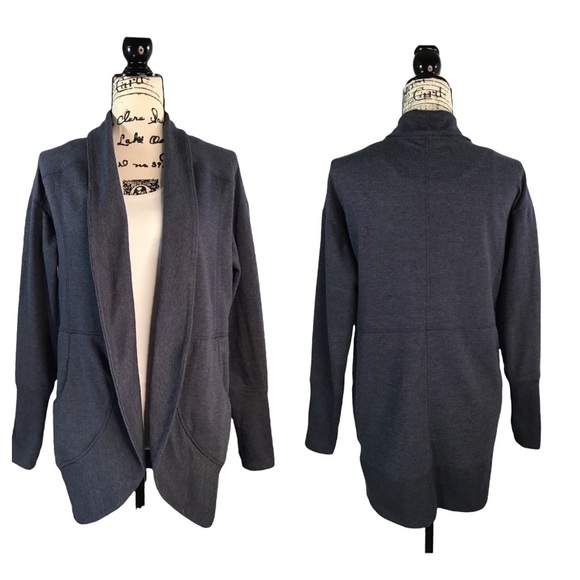 EDDIE BAUER - Open Front Cardigan Sweater Dark Heather Gray - S - Picture 1 of 14